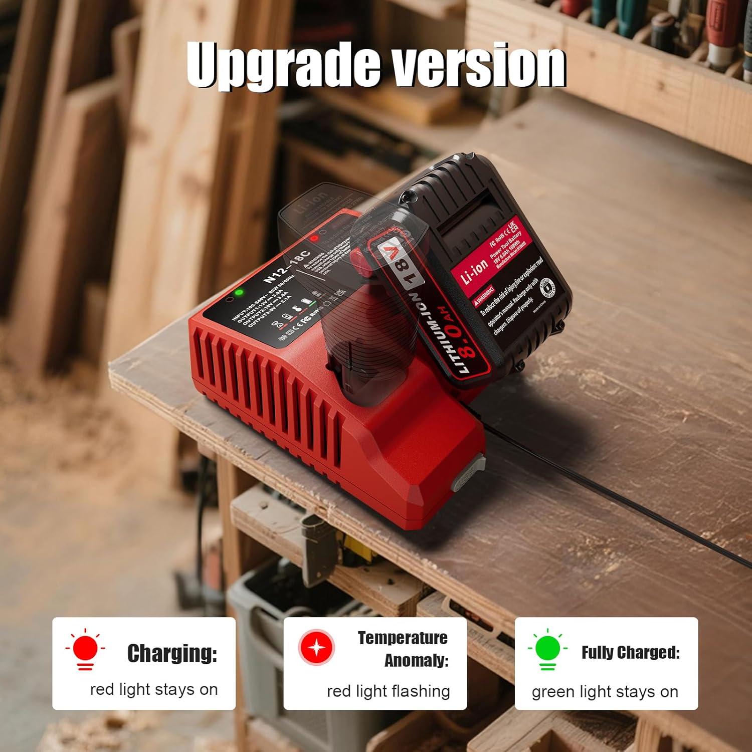 Paquete de 2 Baterías 18V 8000mAh y Cargador PercooAir Rojo