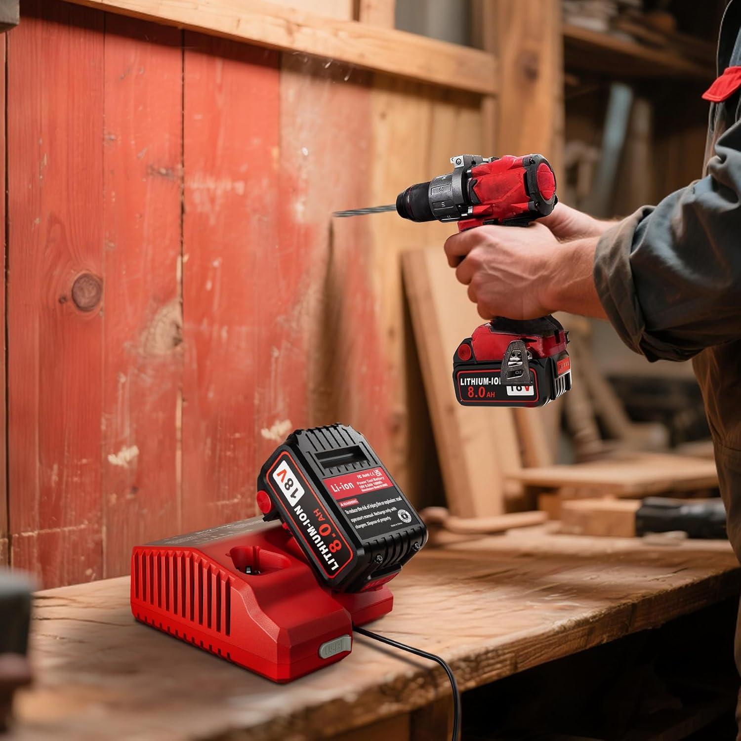 Paquete de 2 Baterías 18V 8000mAh y Cargador PercooAir Rojo