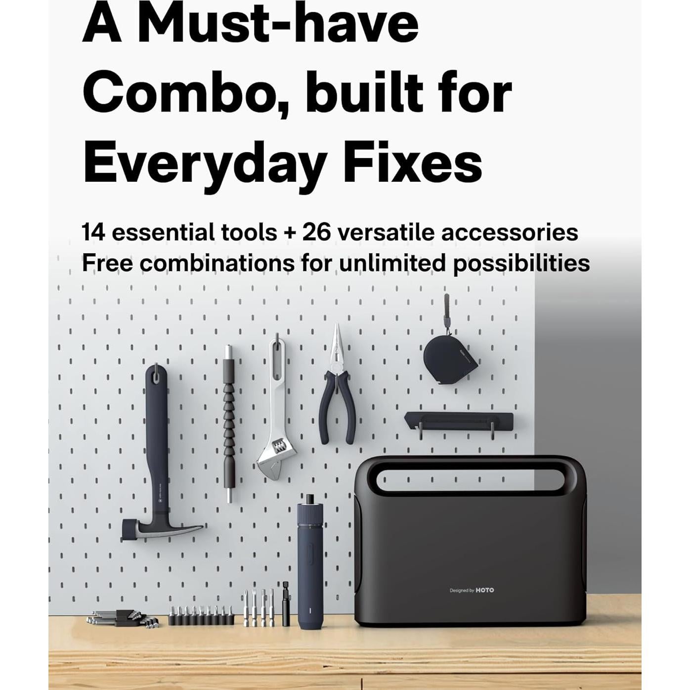 Kit de Herramientas HOTO 40 Piezas con Destornillador Eléctrico