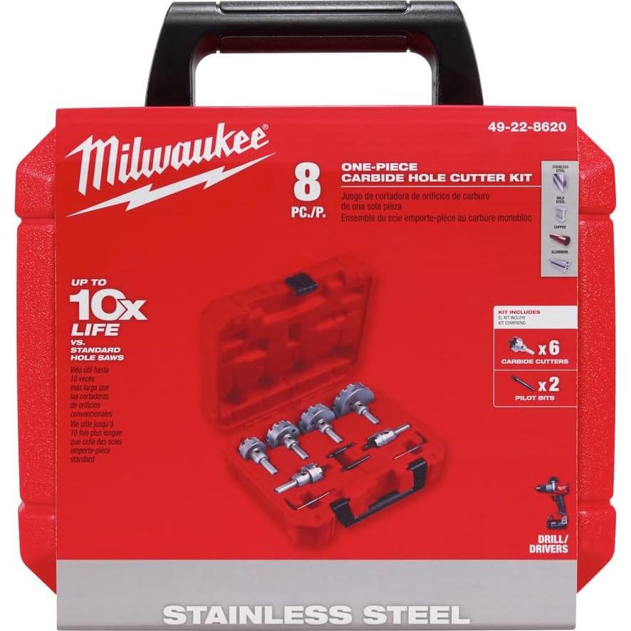 Juego de Cortadores de Agujeros Carburo 8 Piezas Milwaukee