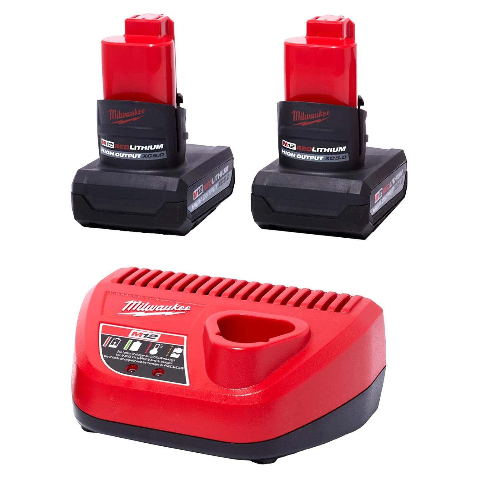 Baterías Milwaukee M12 12V Ión Litio 5.0 Ah 2-Pack