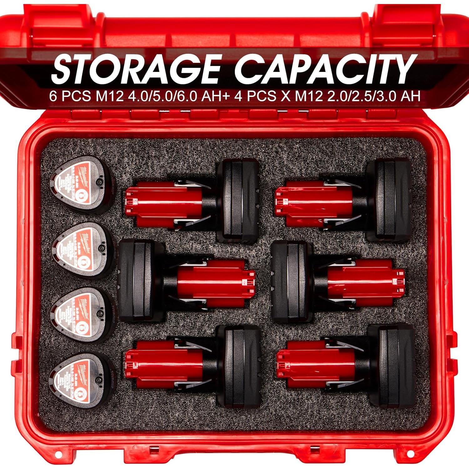 Funda para 10 Baterías Milwaukee M12 | Caja Dura Protectora