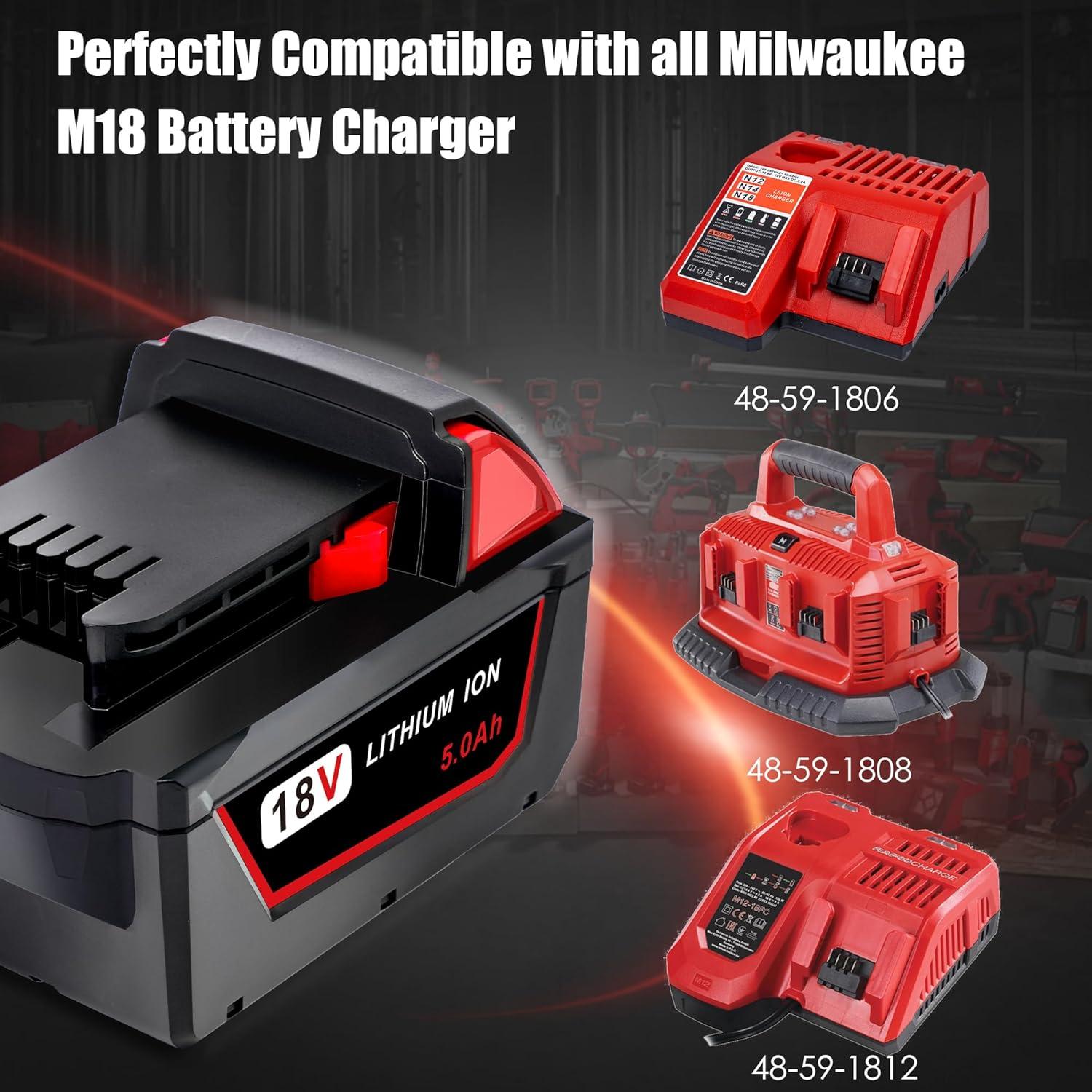 Batería de Reemplazo Epowon 5.0Ah 18V para Milwaukee M18