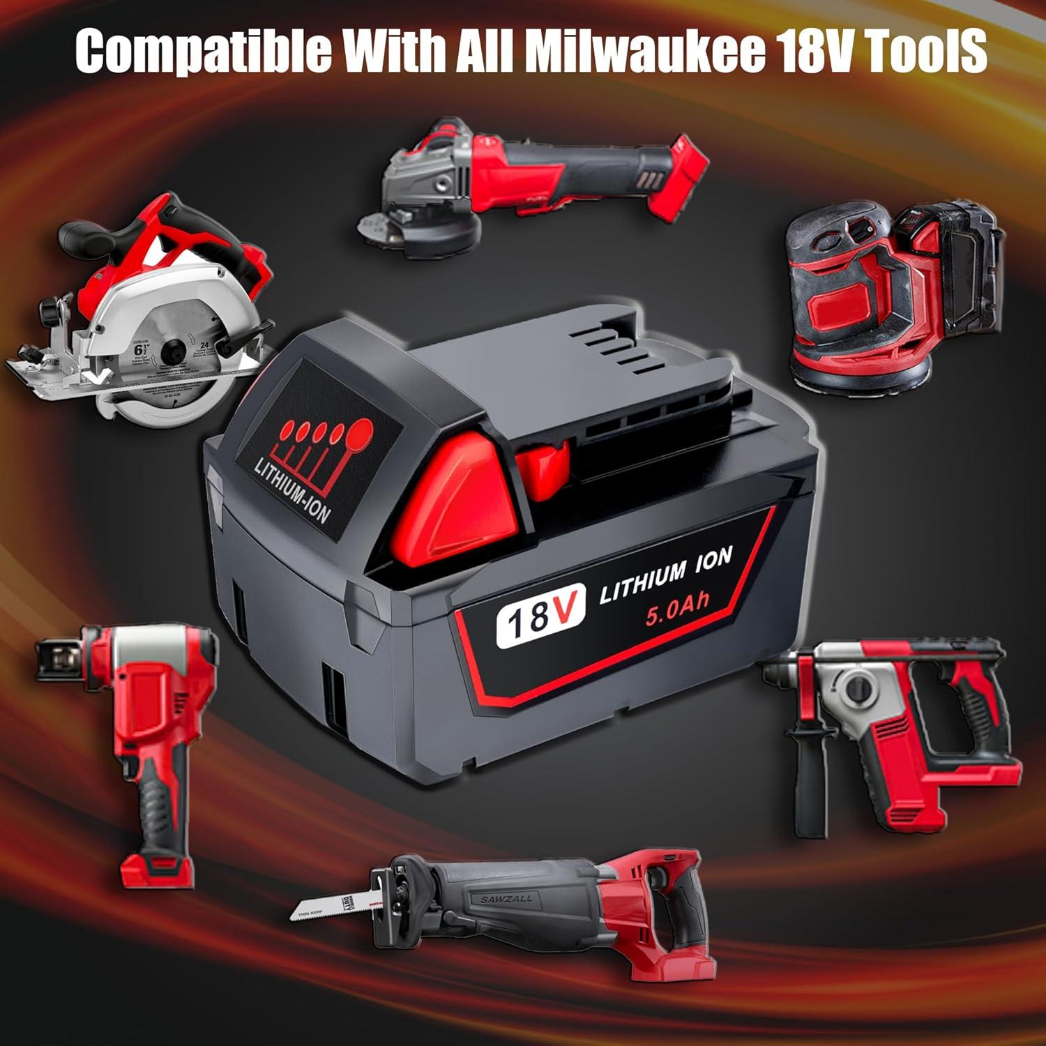 Batería de Reemplazo Epowon 5.0Ah 18V para Milwaukee M18