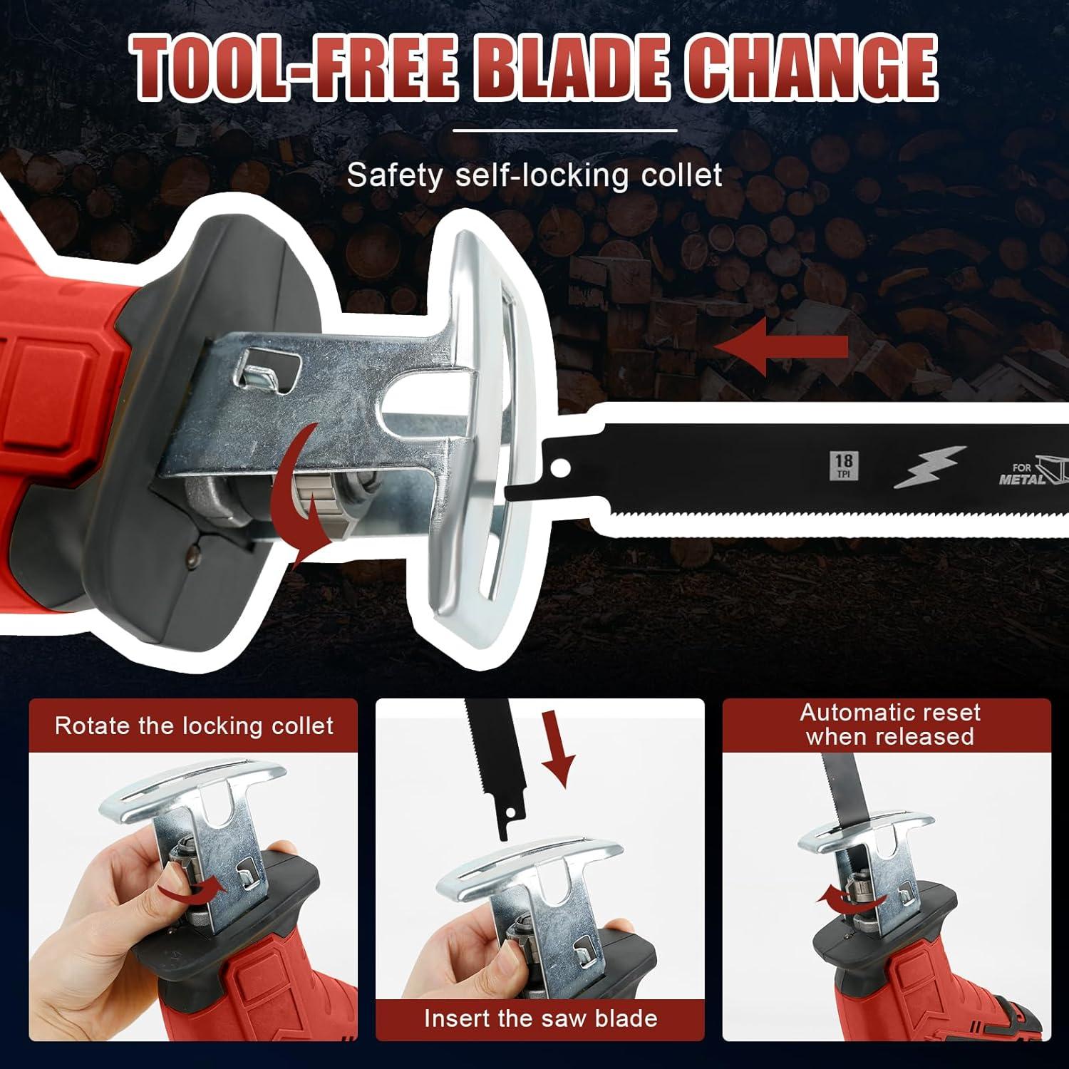 Sierra Recíproca Inalámbrica Yutesiri 18V, 3000 SPM, 1.39 kg