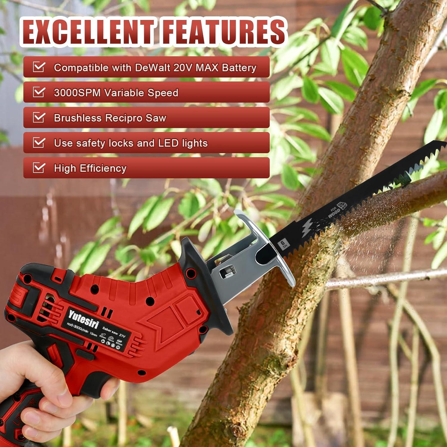 Sierra Recíproca Inalámbrica Yutesiri 18V, 3000 SPM, 1.39 kg