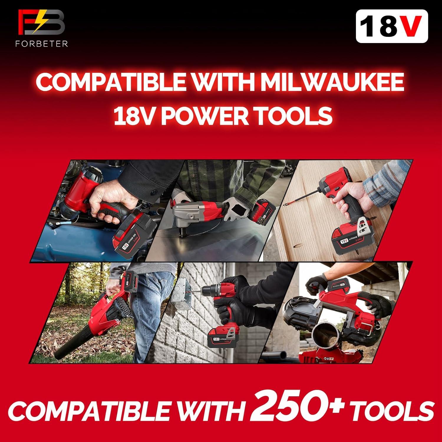 Batería de Reemplazo Milwaukee M18 18V 5.0Ah Litio Ion - 2 Paquetes