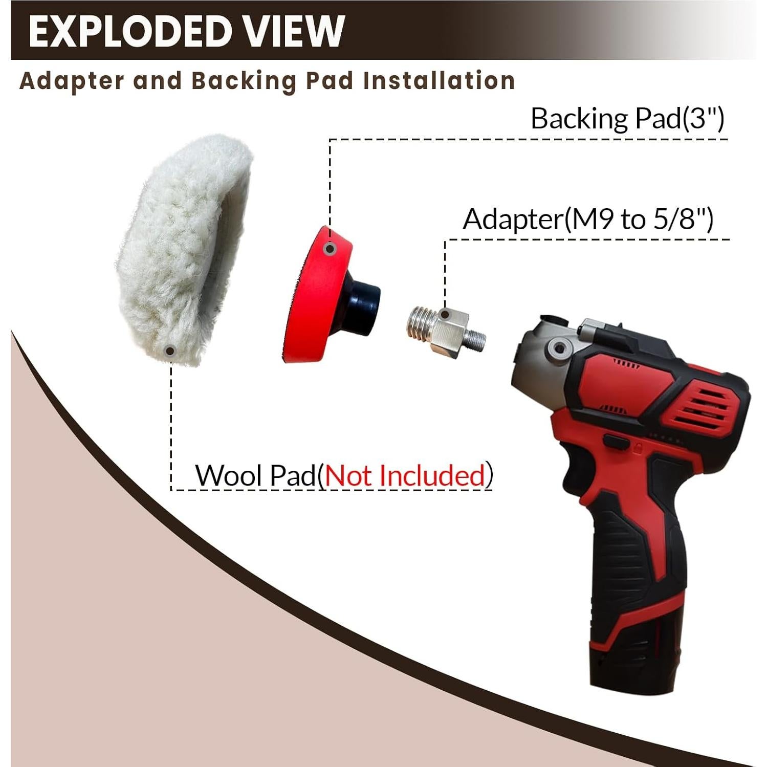 Pad de Respaldo Lijado/Pulido 3" Noyfemr con Adaptador M9 a 5/8"