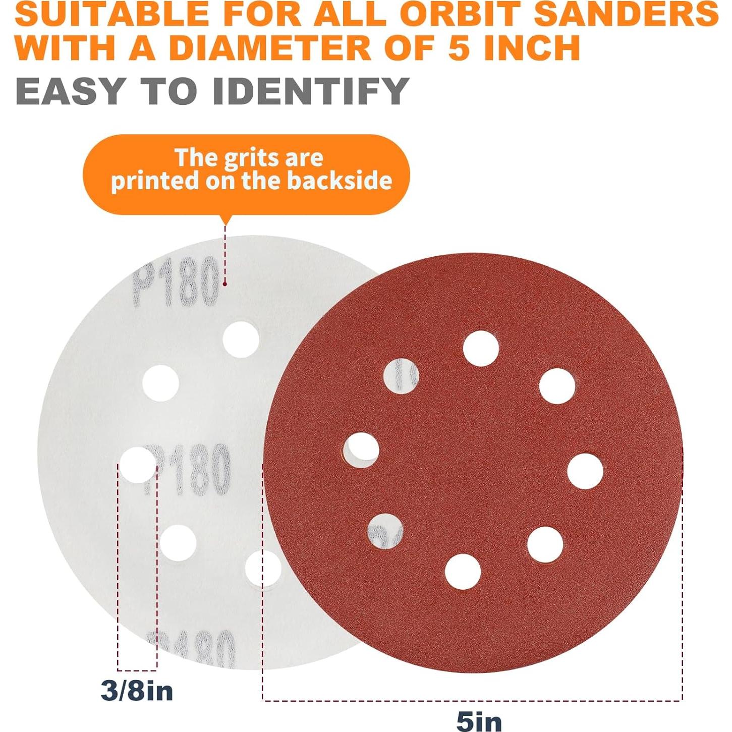 150 Discos de Lijado Giwiemi 5" con 9 Granulaciones