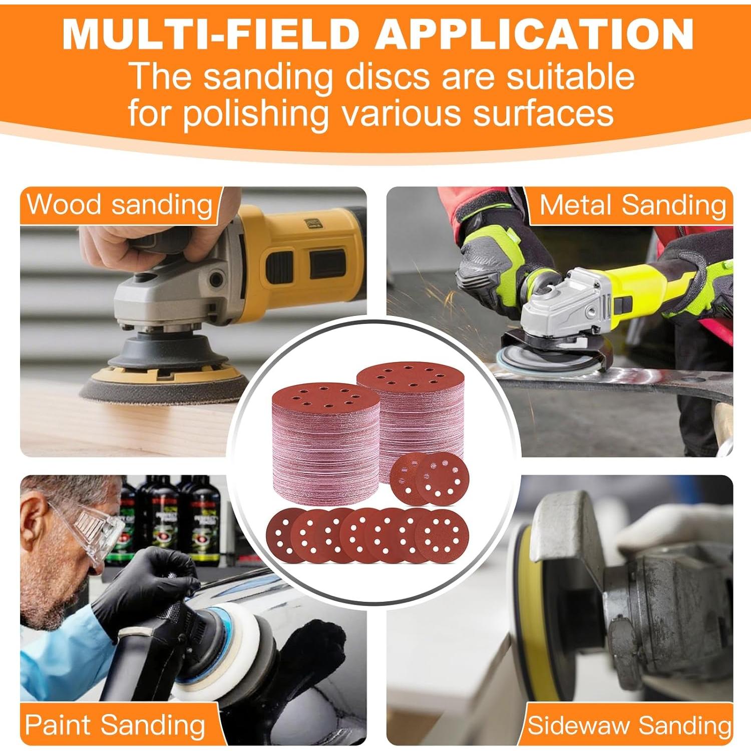 150 Discos de Lijado Giwiemi 5" con 9 Granulaciones