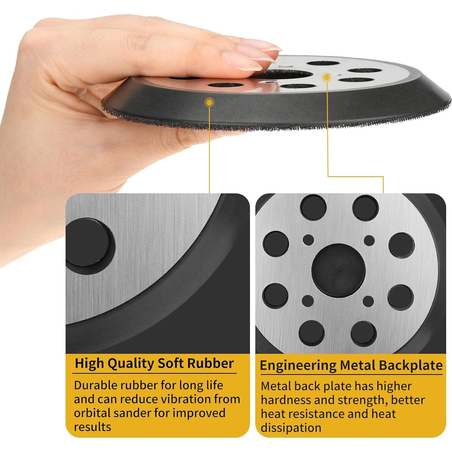 Paquete de 2 almohadillas de lija orbital 5" Johnnyue