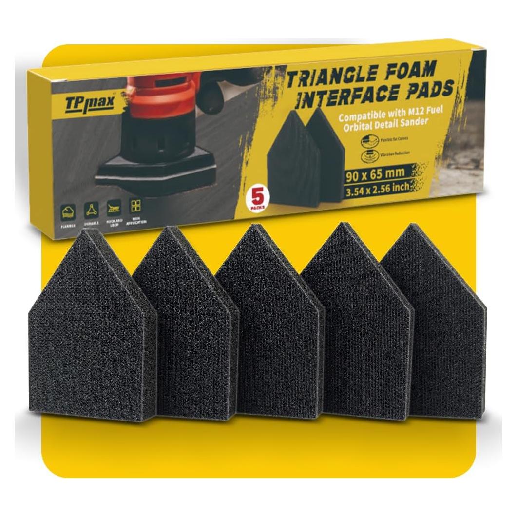 Paquete de 5 almohadillas de espuma TPmax 90x65 mm para lijadora M12