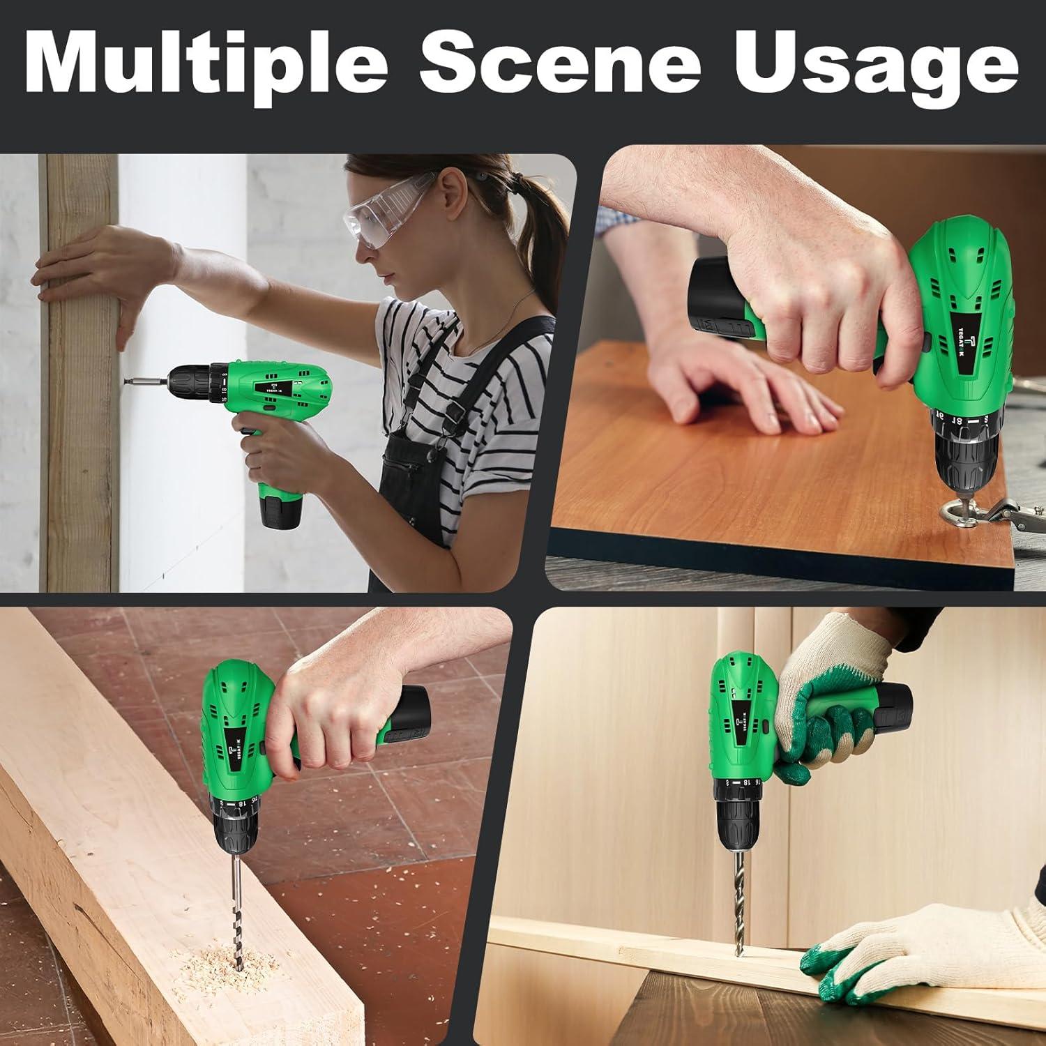 Taladro Inalámbrico Tegatok 12V con Batería y Cargador