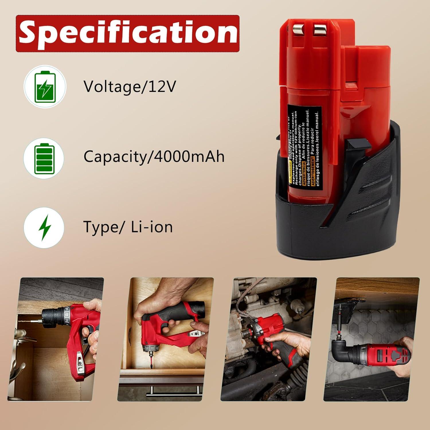Batería de Reemplazo 12V 4000mAh Bmcot para Herramientas