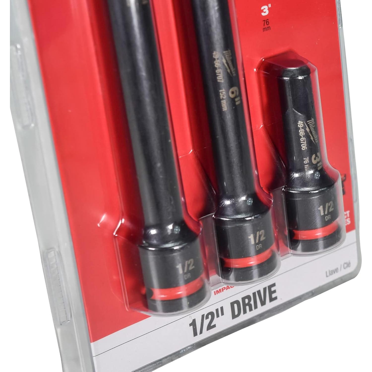 Juego de Extensiones Milwaukee 1/2" Shockwave 3 Piezas