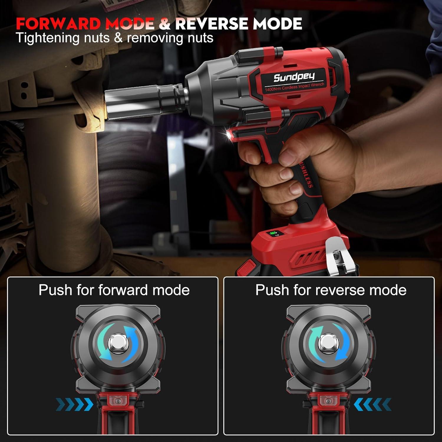 Llave de Impacto Inalámbrica Sundpey 1400Nm 21V con 2 Baterías