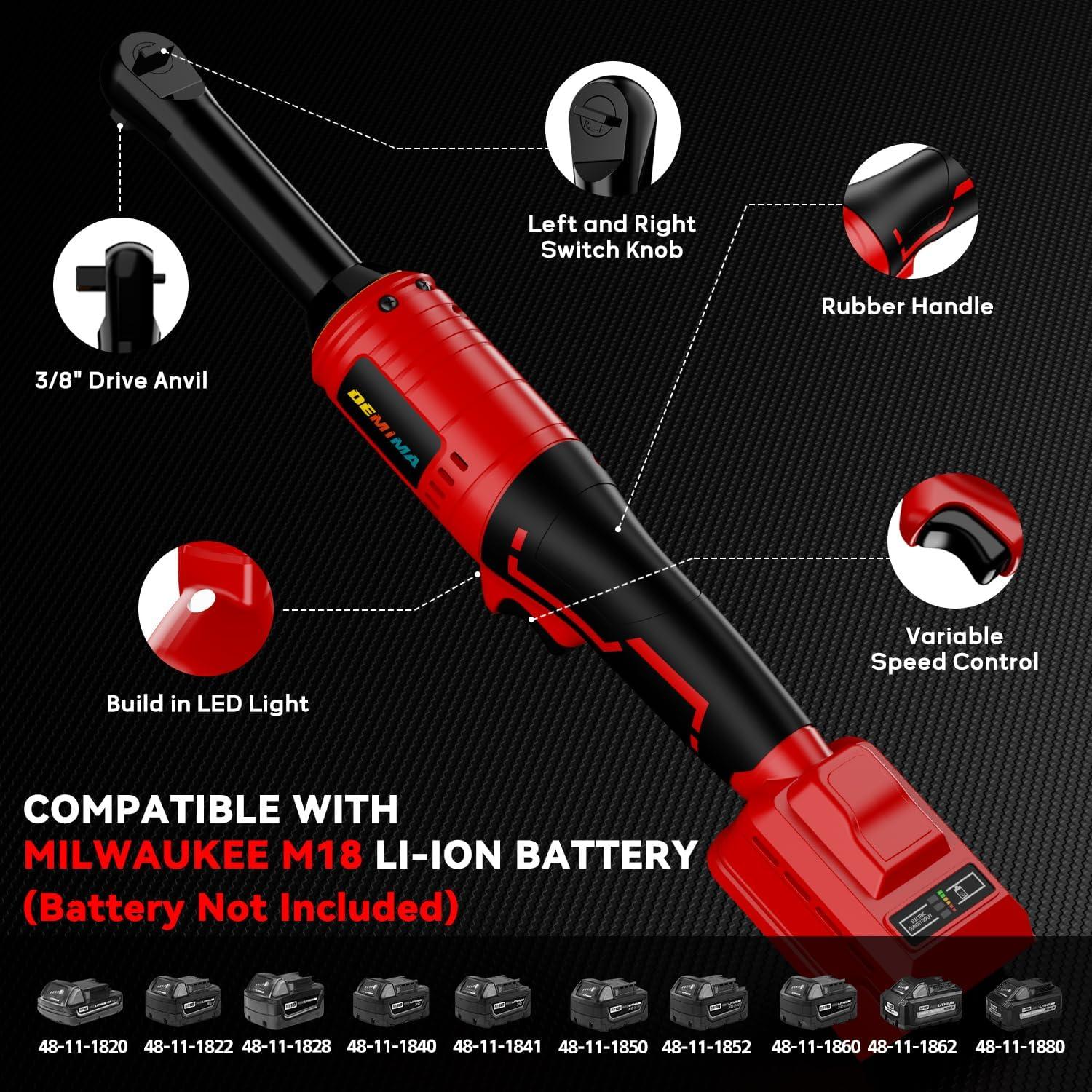 Llave de Trinquete Inalámbrica DEMIMA 3/8" 18V Motor Sin Escobillas