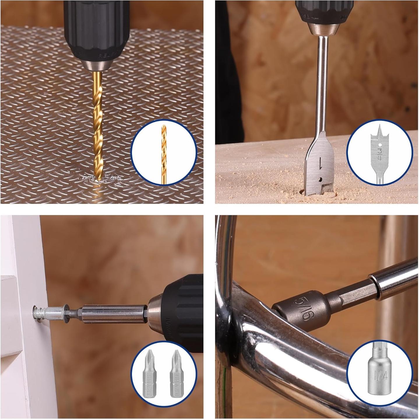 Juego de Brocas WORKPRO 66 Piezas para Madera y Metal