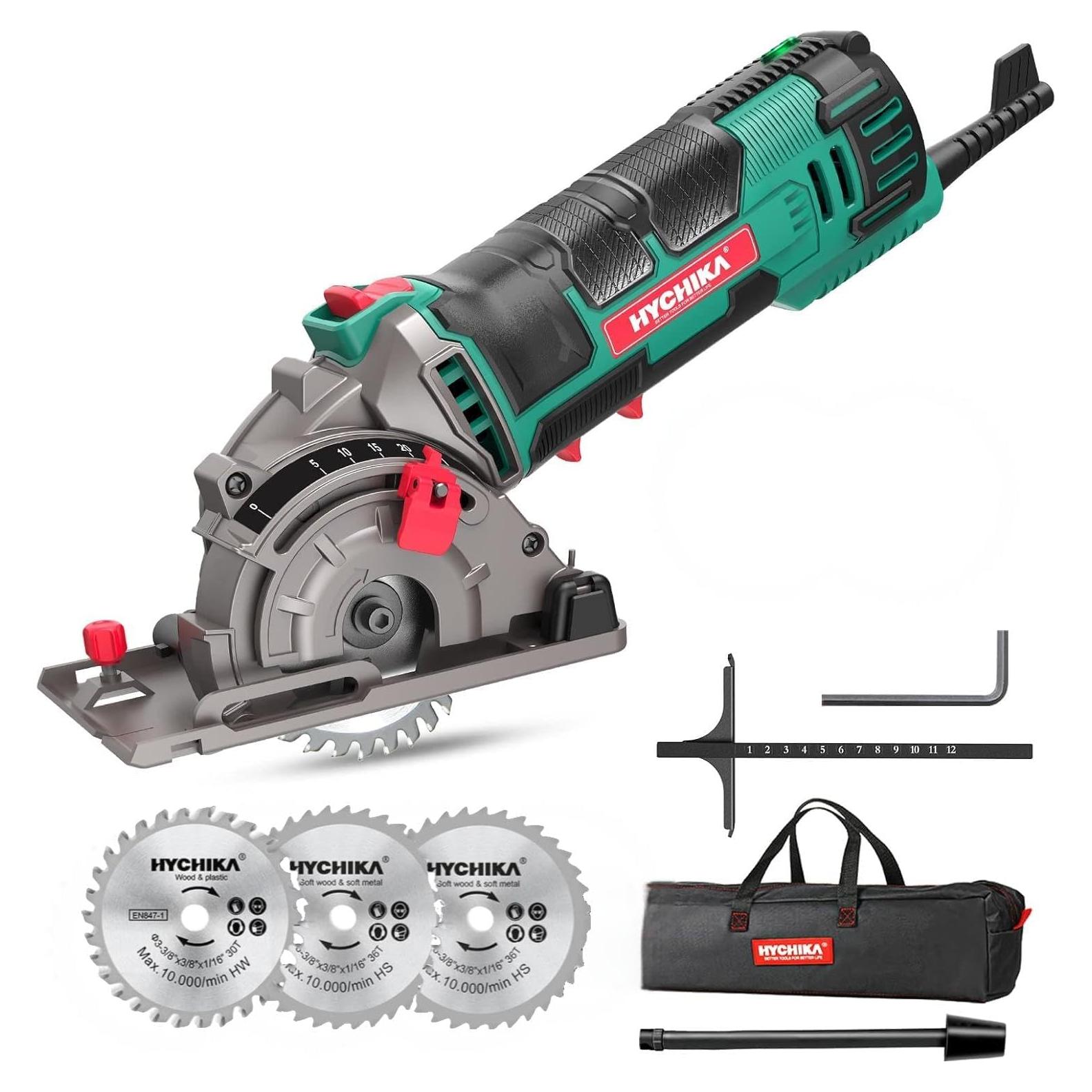 Sierra Circular Mini HYCHIKA 85mm 4500RPM con 3 Cuchillas