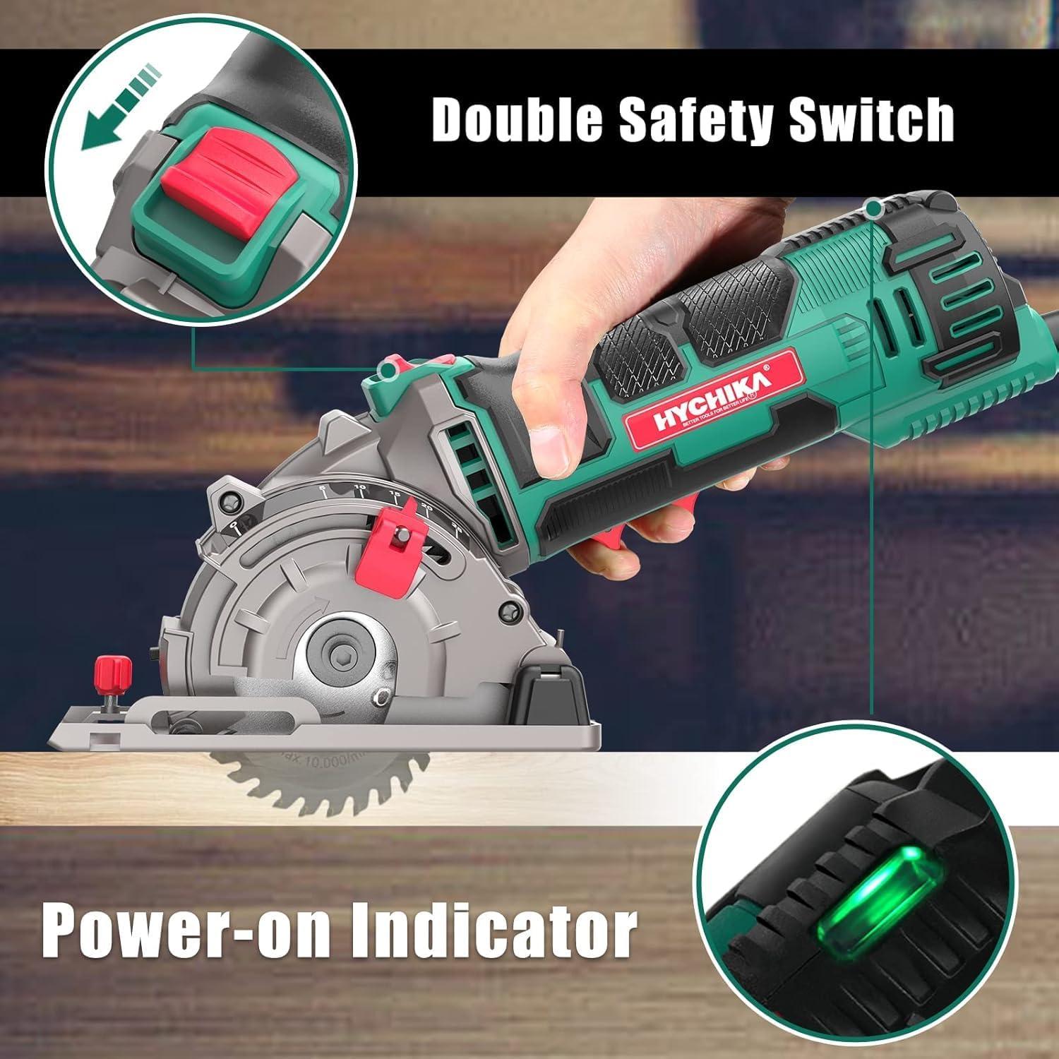 Sierra Circular Mini HYCHIKA 85mm 4500RPM con 3 Cuchillas