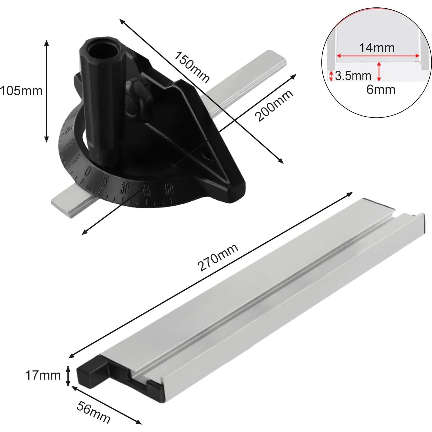 Regla de Inglete Ajustable PETSTIBLE 20x15cm -60 a 60°