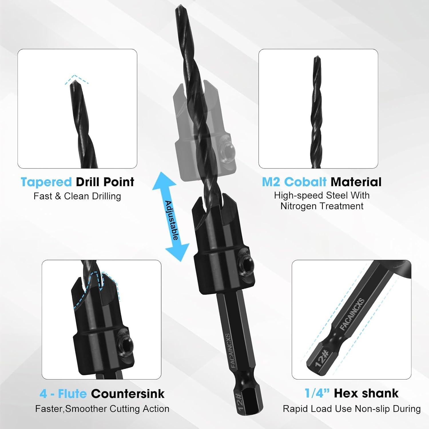 Juego de Brocas Avellanadas para Madera 16 PCS FACAINCXS