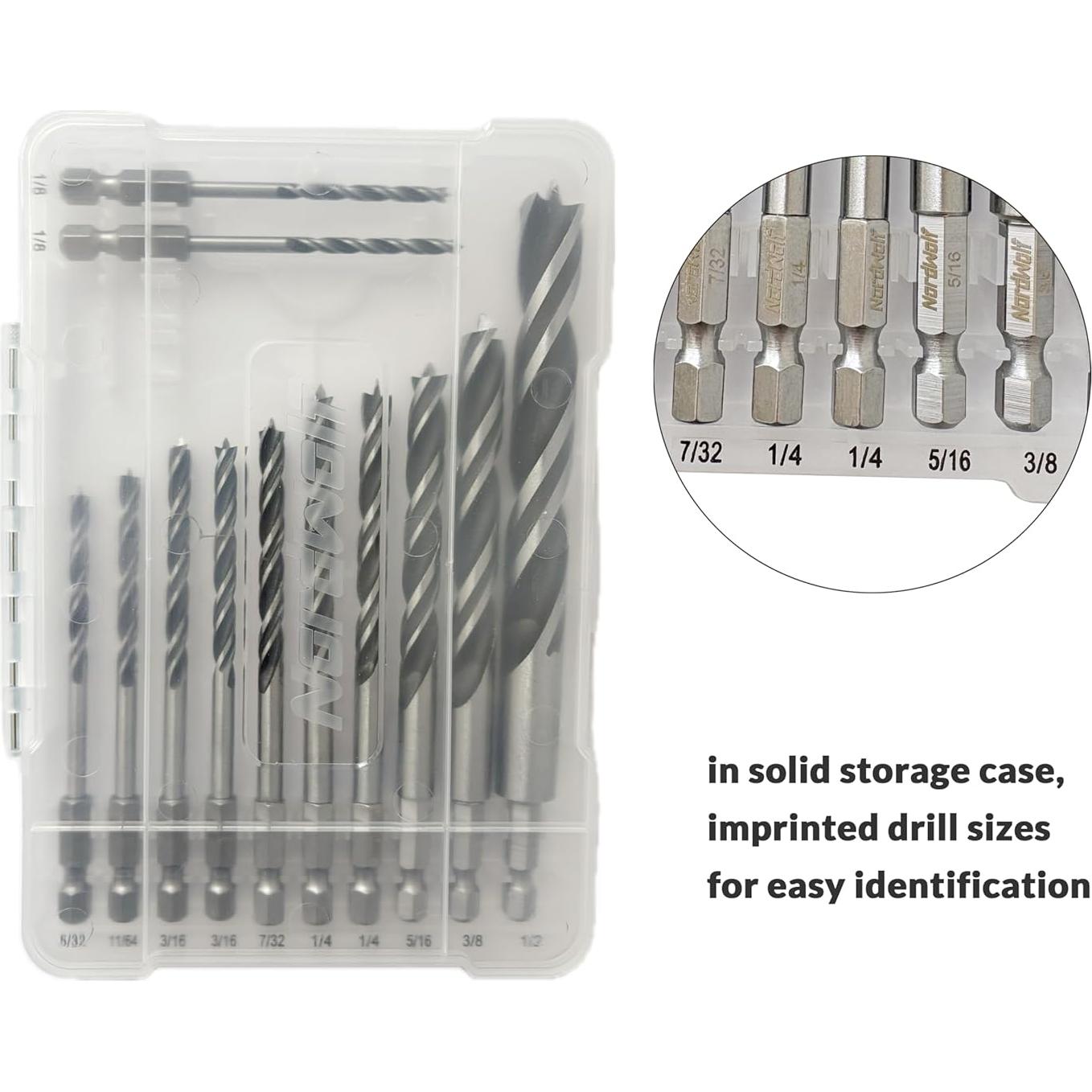 Conjunto de Brocas de Punta Brad 12 Piezas NordWolf 3.18 a 12.7 mm