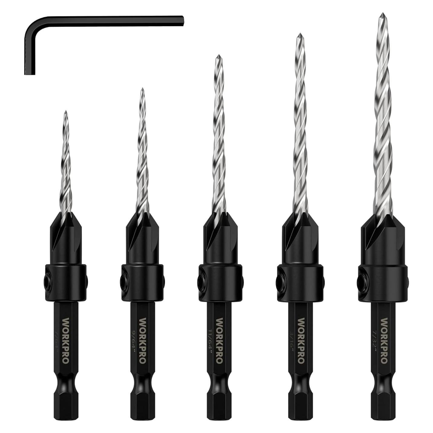Juego de Brocas Avellanadas WORKPRO 5 Piezas Acero M2