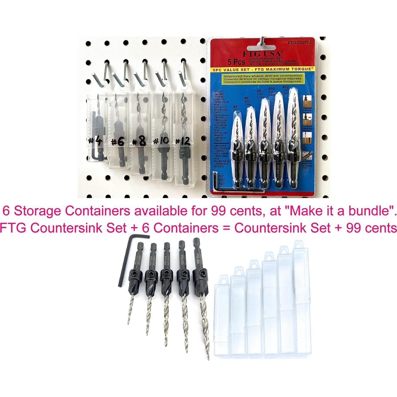 Juego de Brocas Avellanadas FTG USA 5 Piezas para Madera