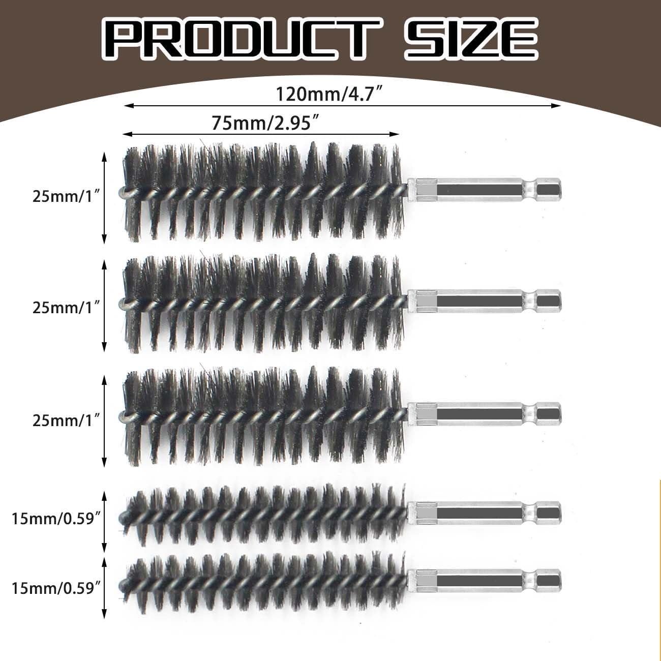 5 Piezas Cepillo de Acero Inoxidable Lehood 15mm 25mm
