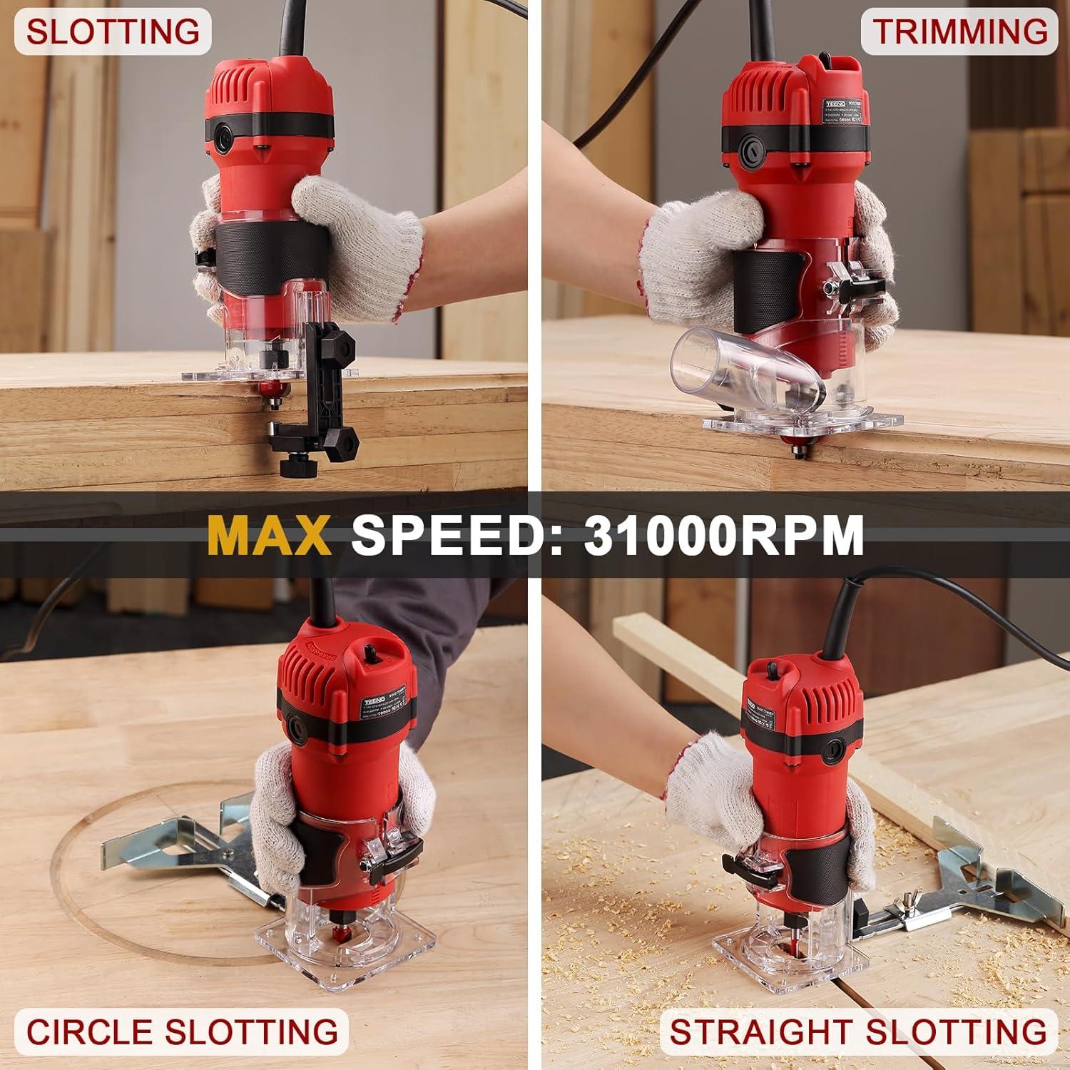 Router de Madera TEENO 800W 31000 RPM con 15 Brocas