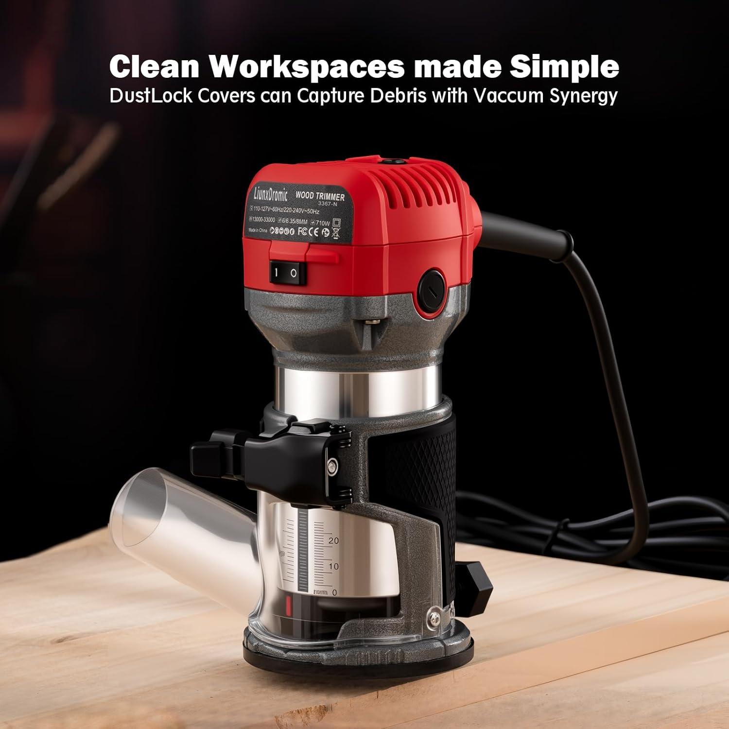 Router de Madera LiunxDromic US7 800W 31000rpm con 12 Puntas