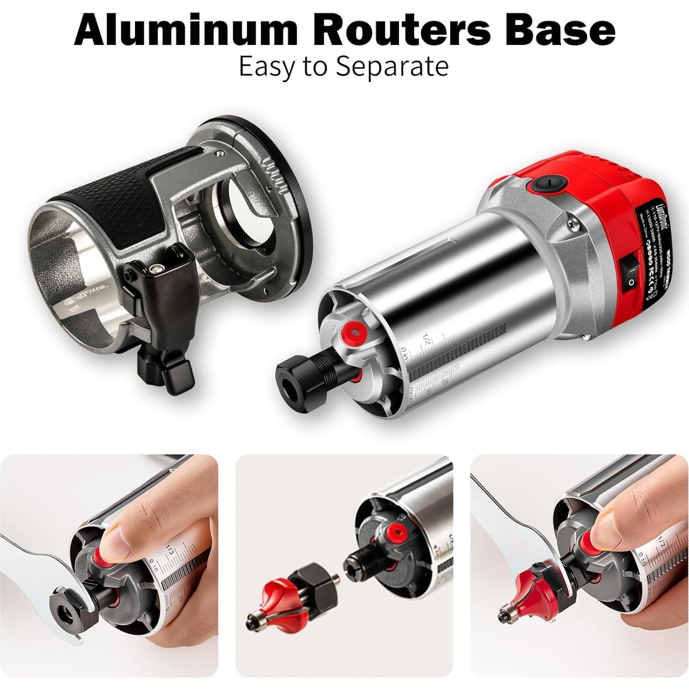 Router de Madera LiunxDromic US7 800W 31000rpm con 12 Puntas