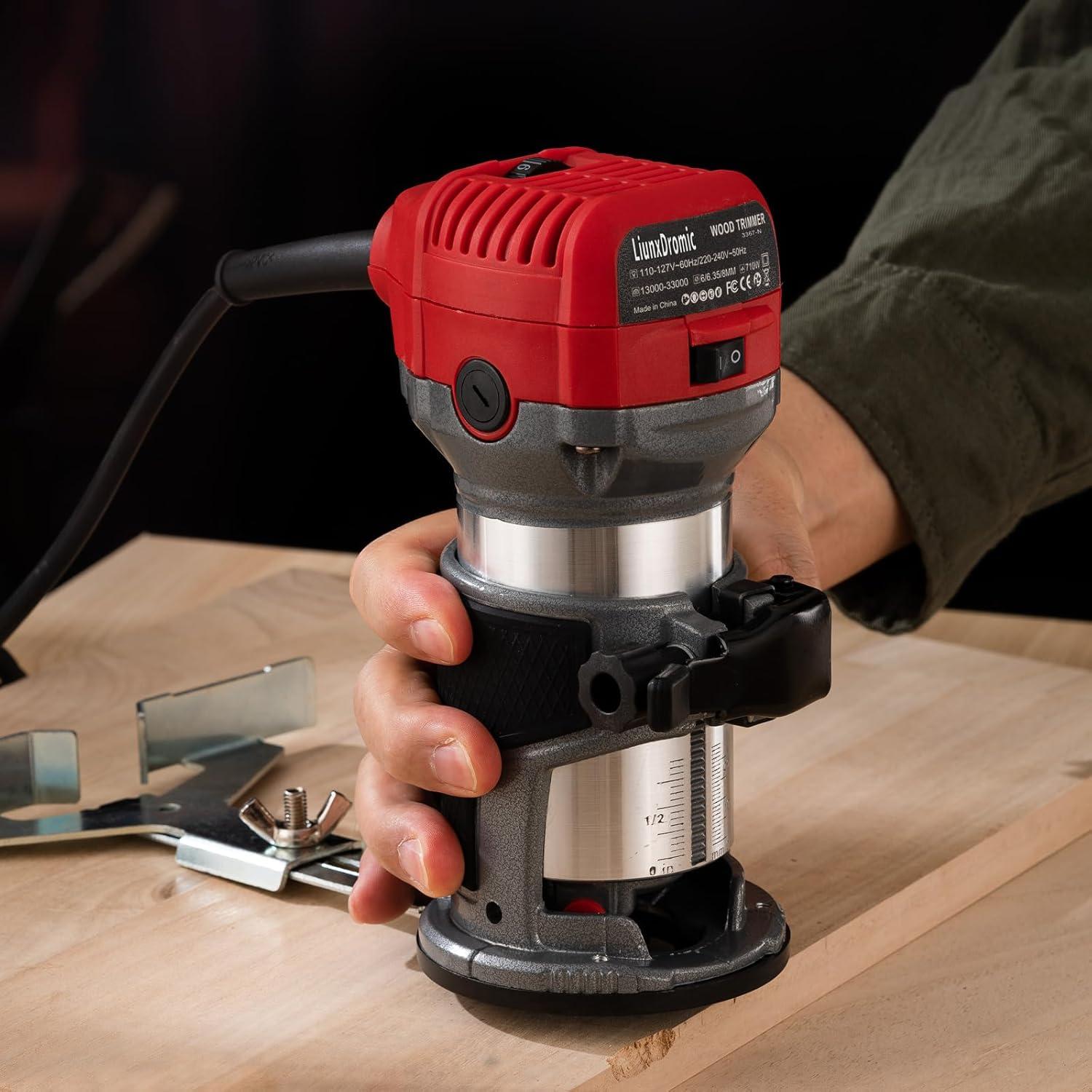 Router de Madera LiunxDromic US7 800W 31000rpm con 12 Puntas