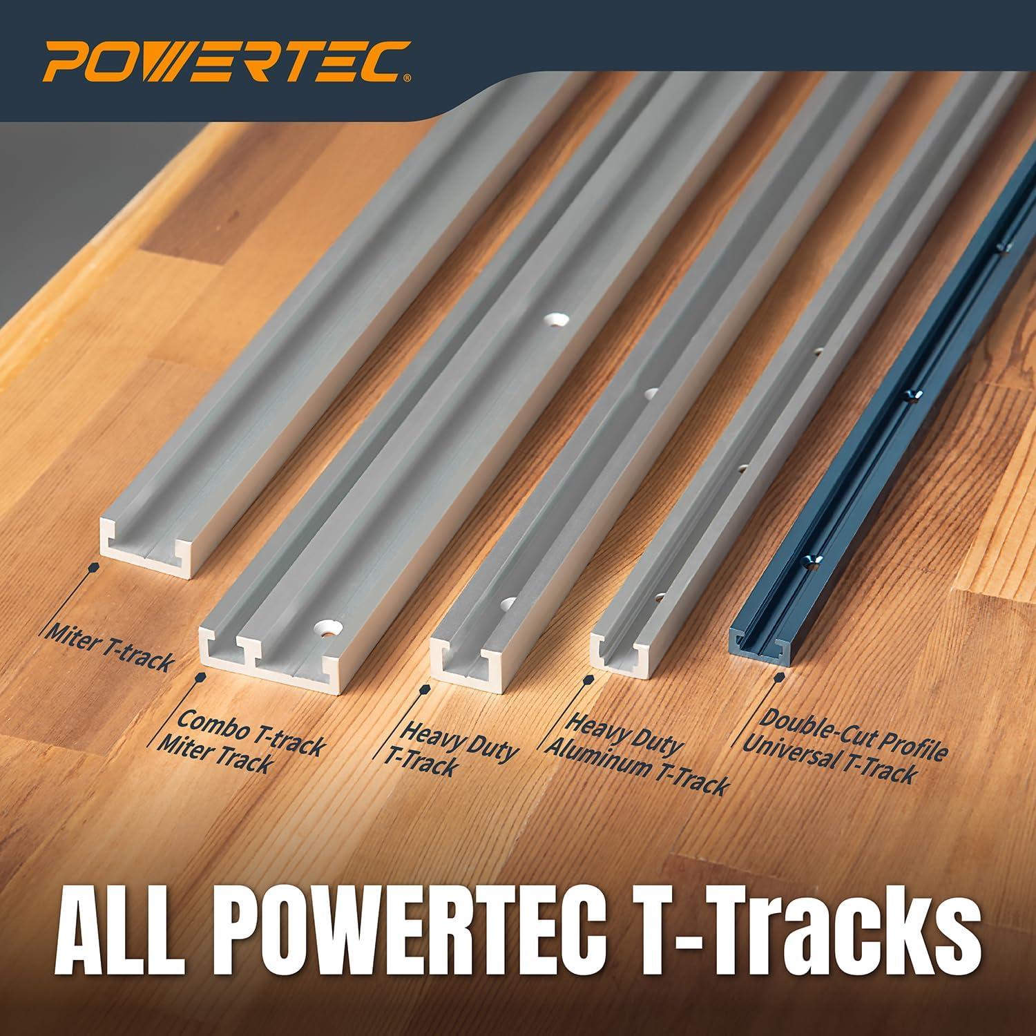 Juego de T-Track y T-Bar de Aluminio POWERTEC 121.92 cm