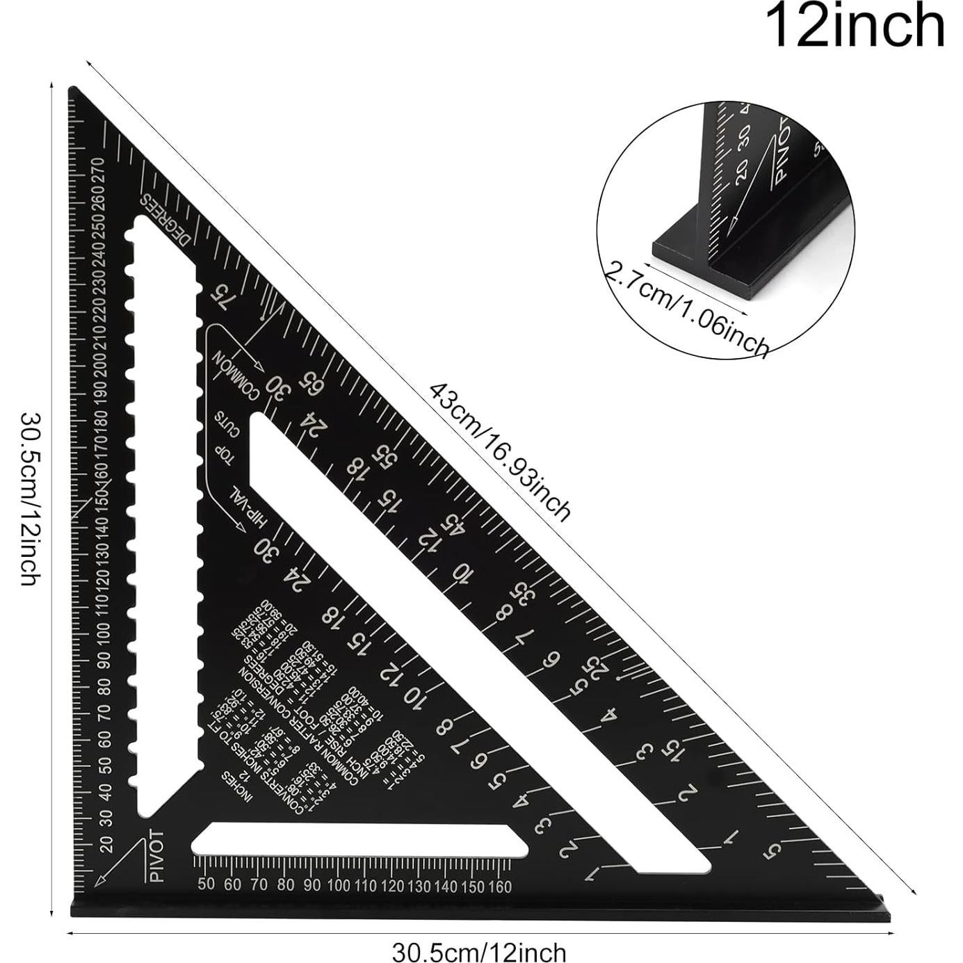 Juego de Escuadras de Aluminio MFBJXC 2 Piezas 30 y 18 cm