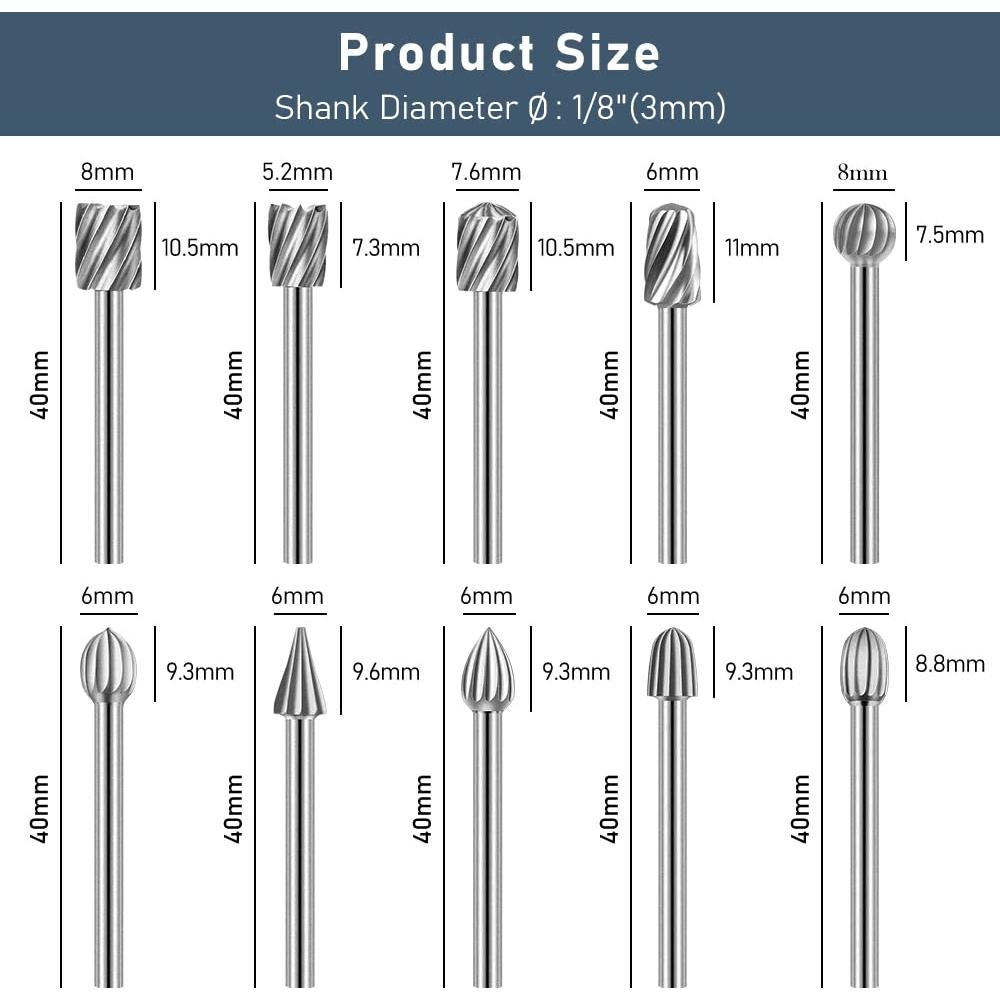 Juego de Brocas de Grabado HSS 20 PZS 3mm para Carpintería DIY