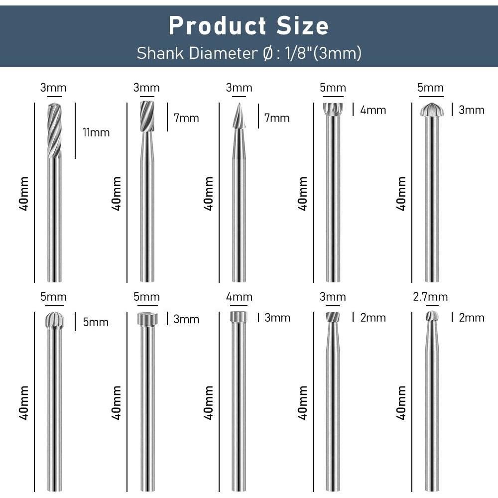 Juego de Brocas de Grabado HSS 20 PZS 3mm para Carpintería DIY