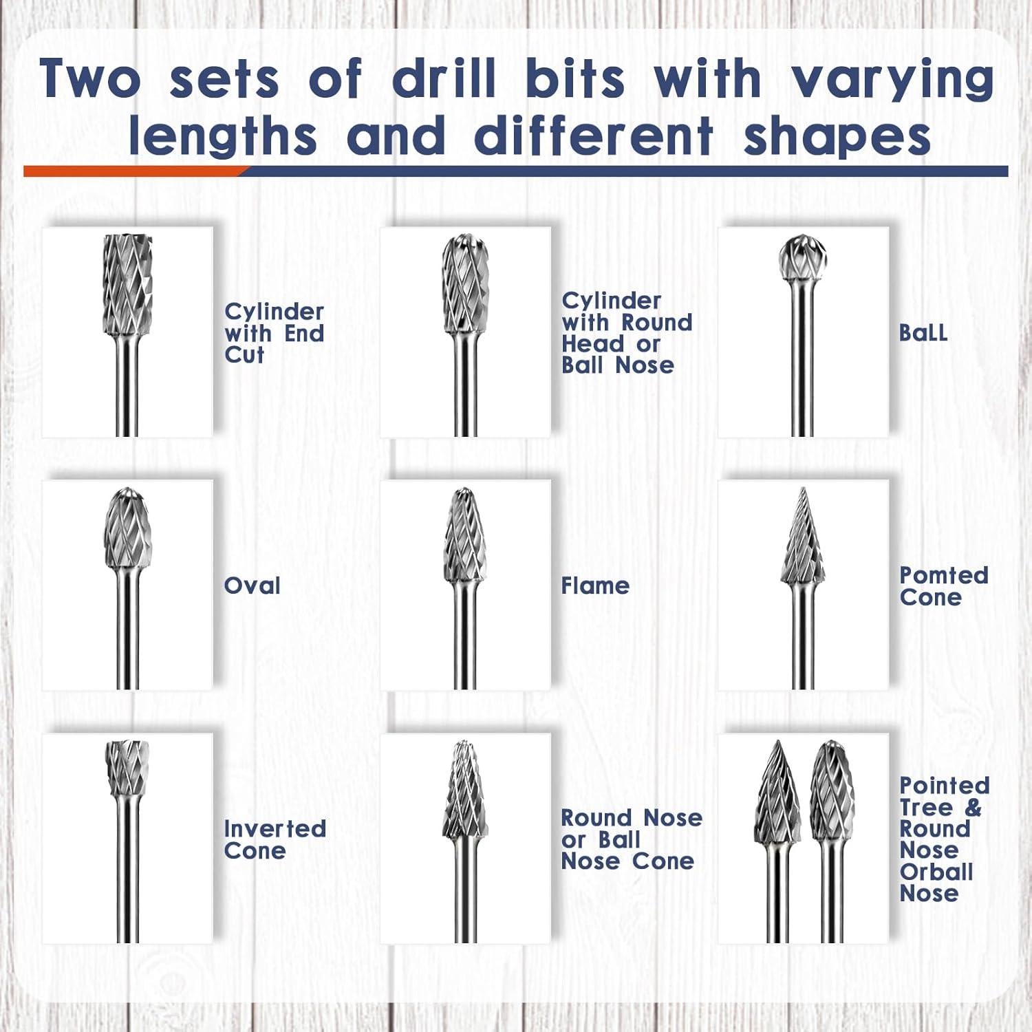 Juego de 20 Brocas de Carburo CraftyDream para Herramientas Rotativas