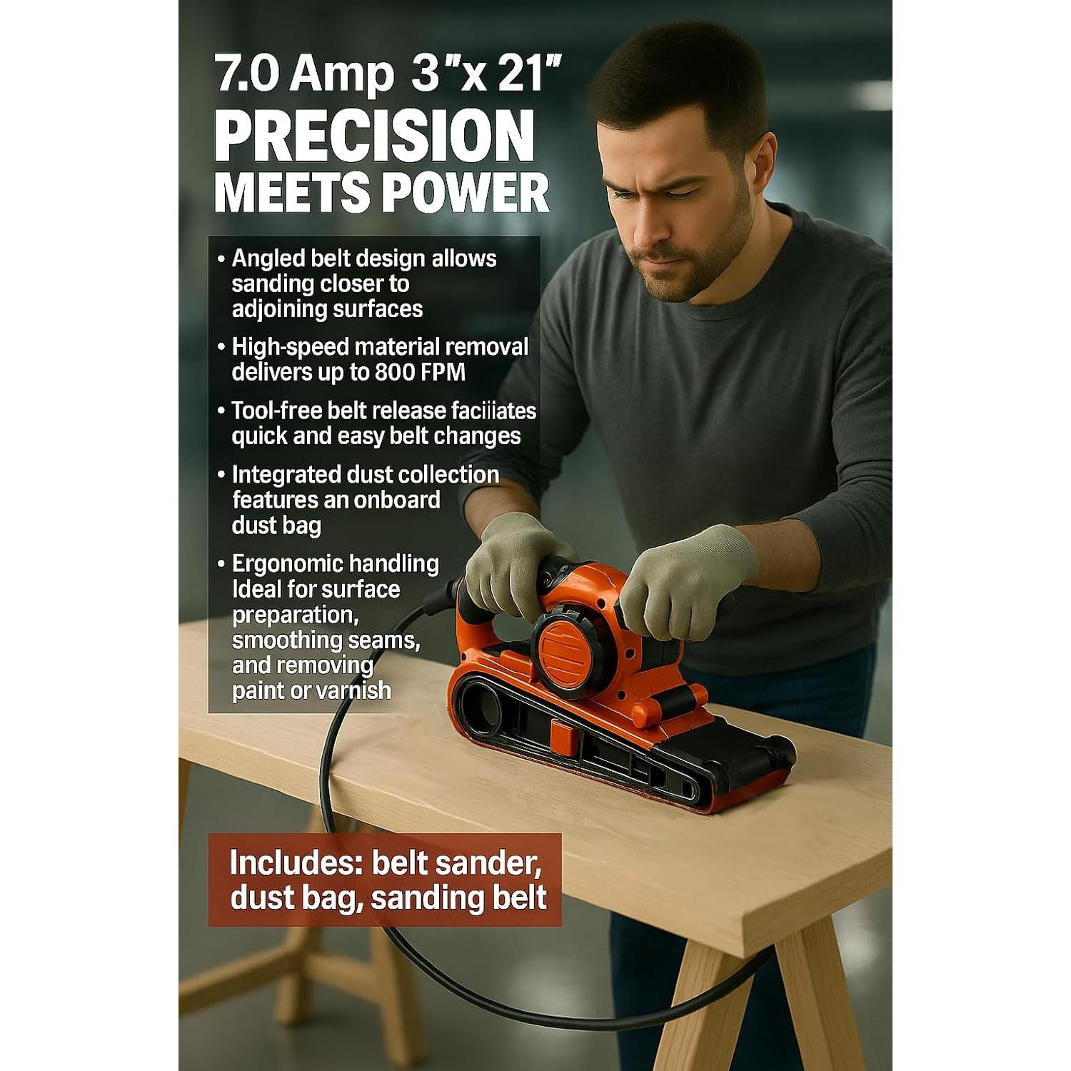 Lijadora de Banda 7.0 Amp CRAFTSMAN 3" x 21" 800 FPM