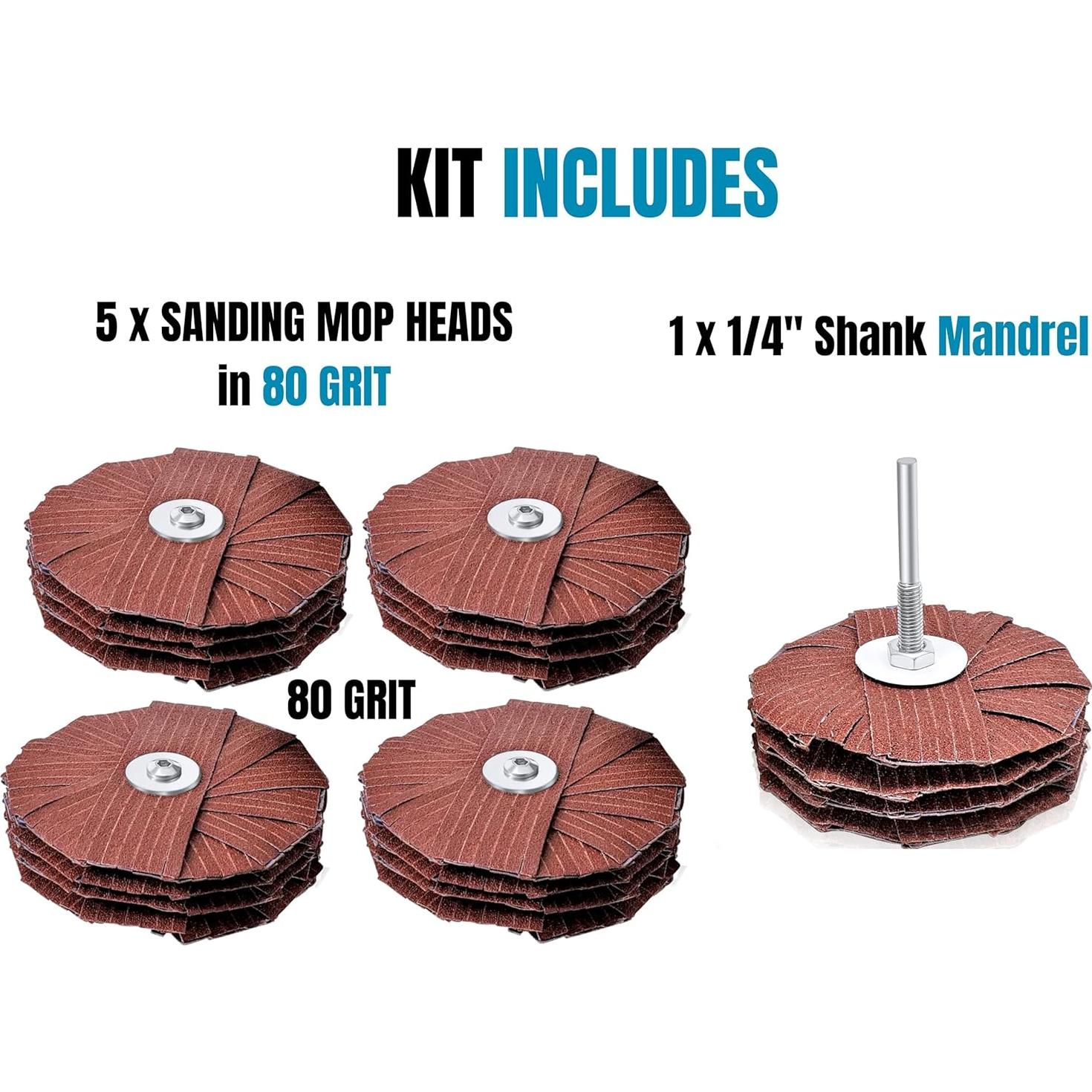 Kit de Mopa de Lijado 4" LINE10 Tools - 5 Ruedas 80 Granos