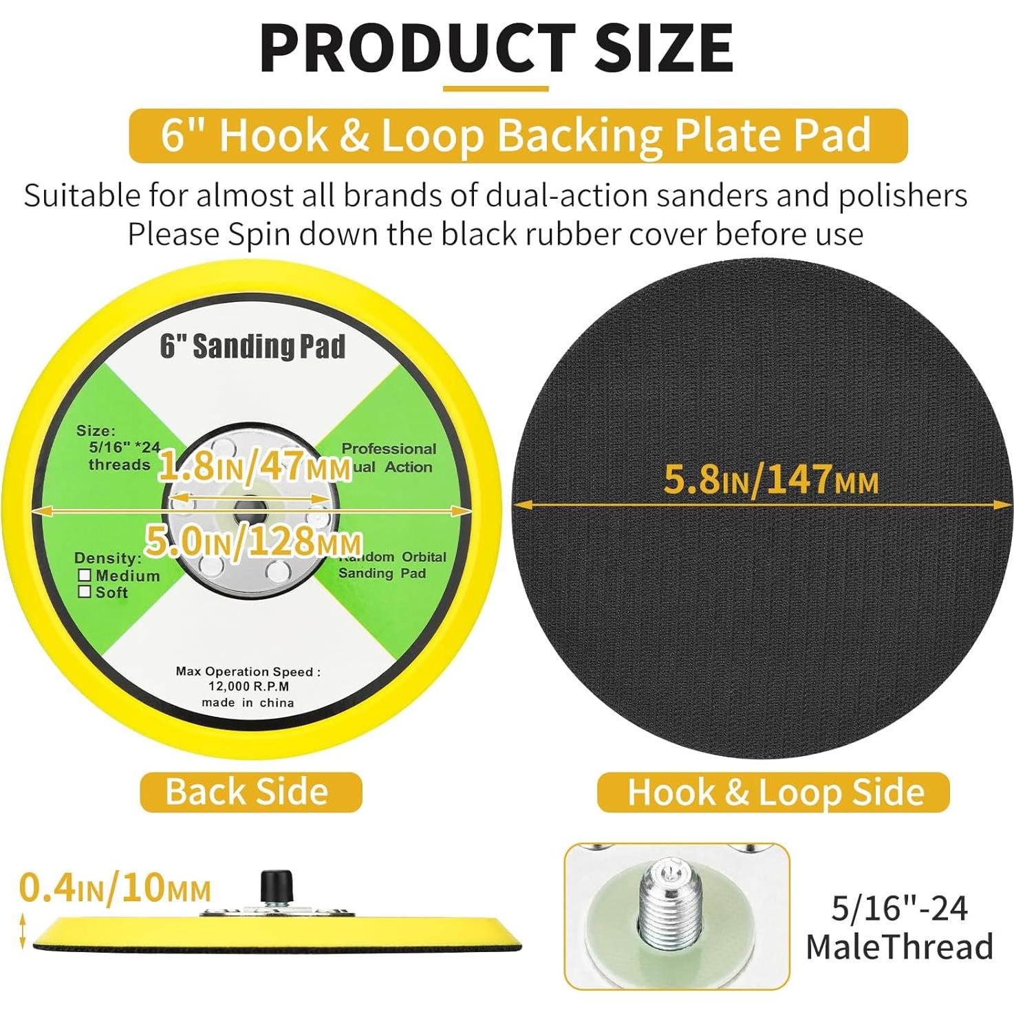 Pad de Respaldo Lijadora DA 6" Gnellkoor 2 Piezas 12000 RPM