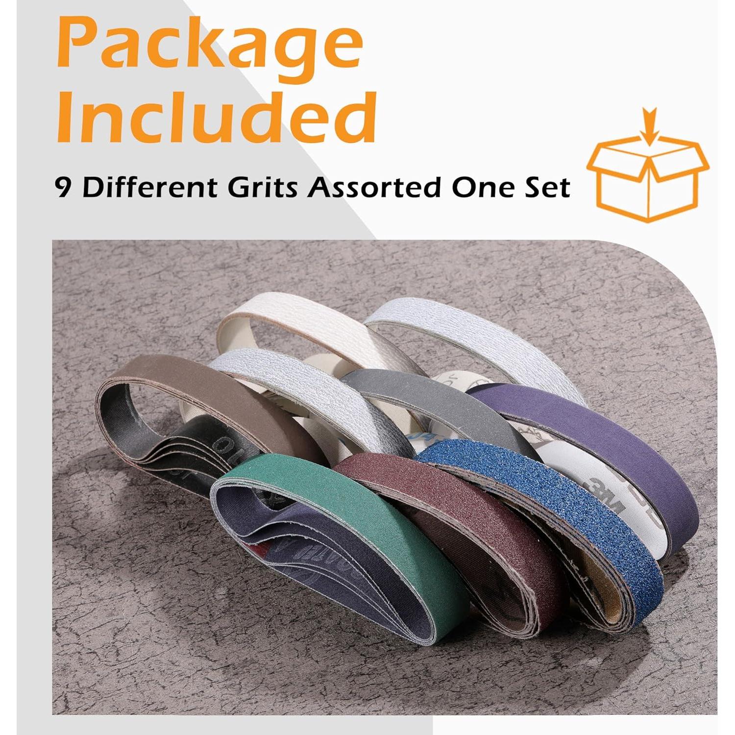 Kit de Cintas de Lijado Mornajina 45 Pcs 3/4" x 30.5 cm Granos 80-5000