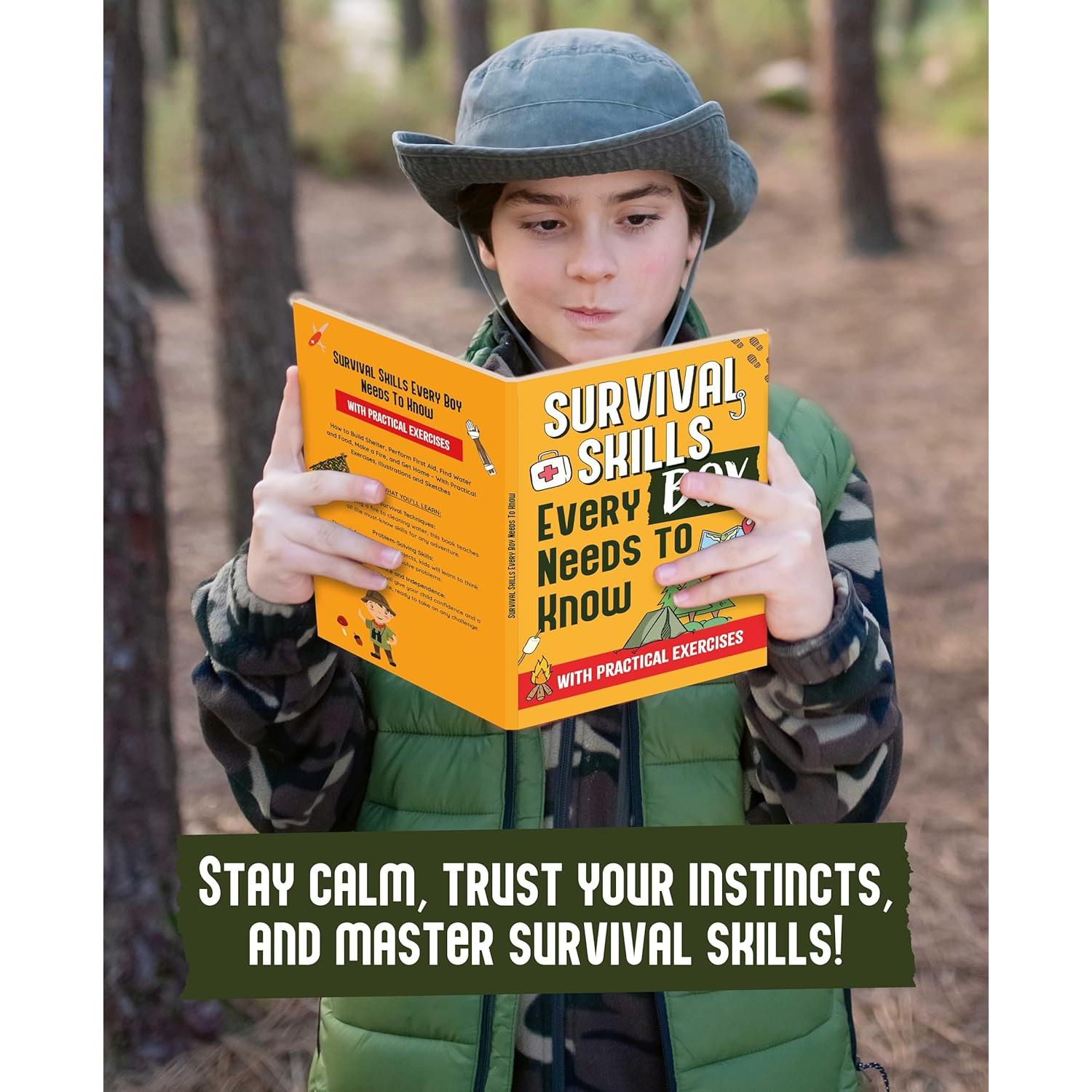 Survival Skills Every Boy Needs To Know: How to Build Shelter, Perform First Aid, Find Water and Food, Make a Fire, and Get Home - With Practical Exercises, Illustrations and Sketches