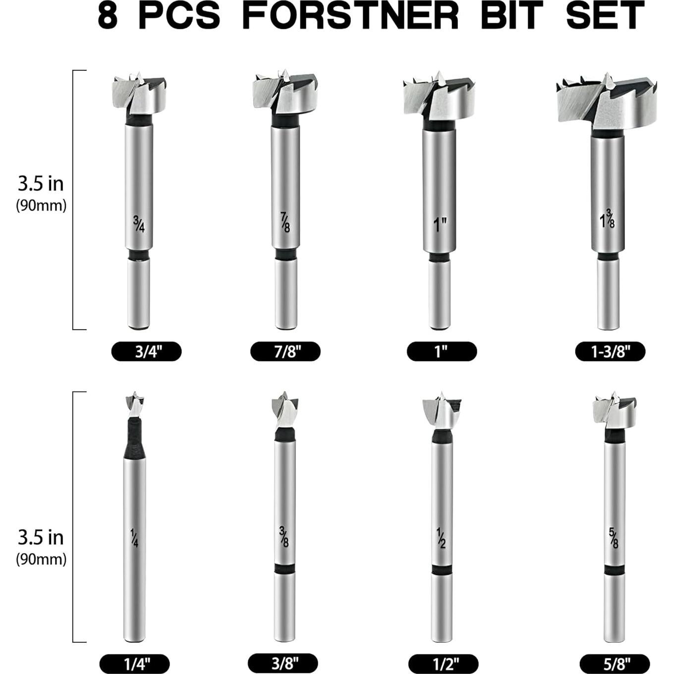 Juego de Brocas Forstner BeHappy 8 Piezas para Madera