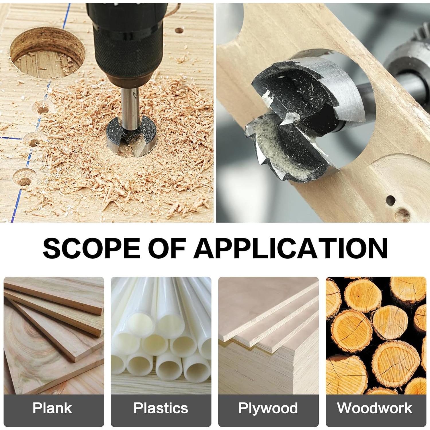 Juego de Brocas Forstner BeHappy 8 Piezas para Madera