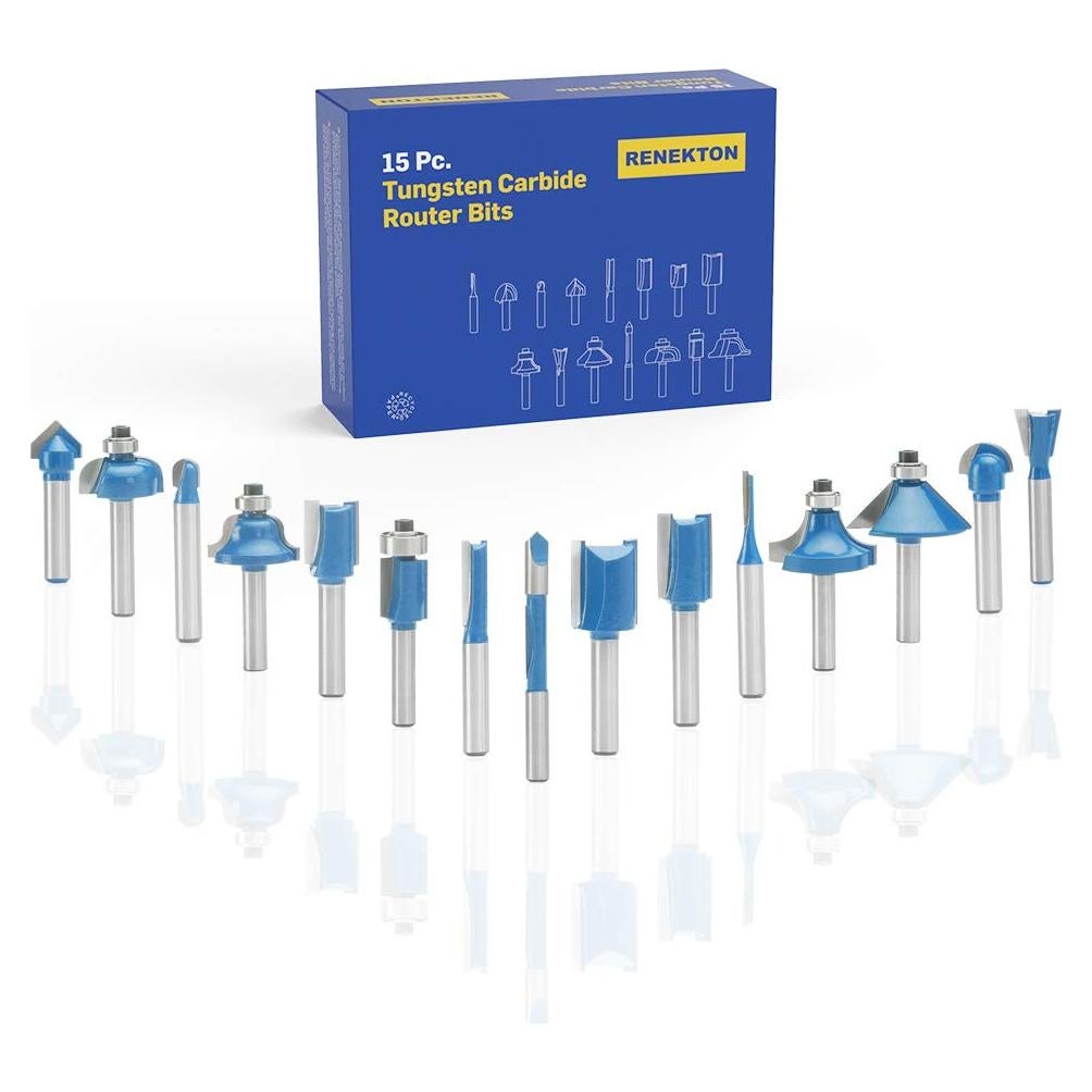 Kit de Puntas de Router Renekton 15 Piezas Carburo Tungsteno