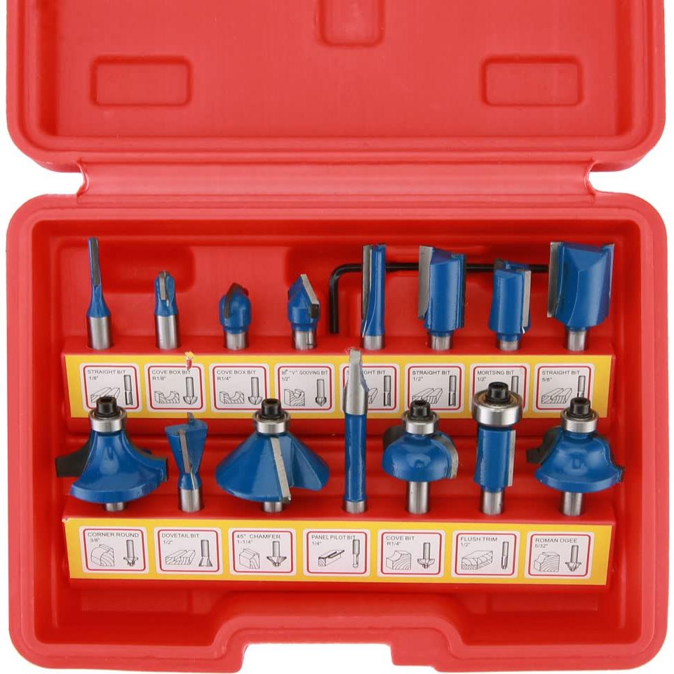 Kit de Puntas de Router Renekton 15 Piezas Carburo Tungsteno