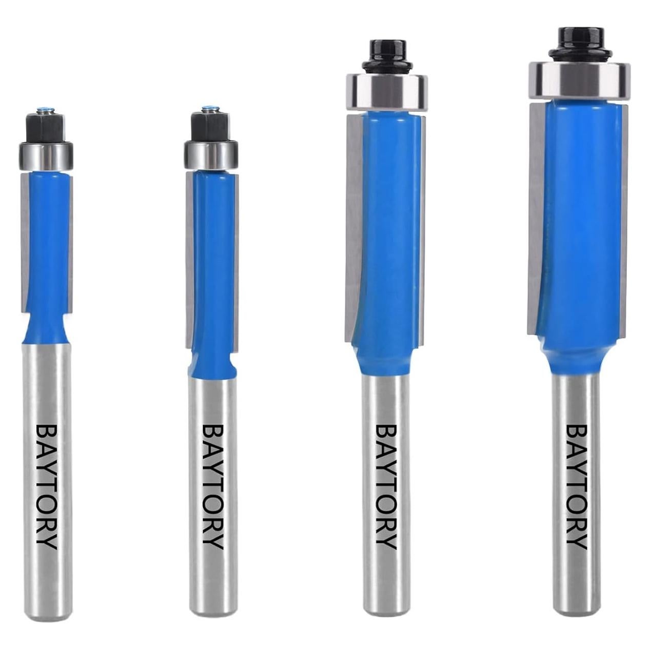 Juego de 4 Bits de Fresadora de Borde Recto BAYTORY 6.35-12.7 mm