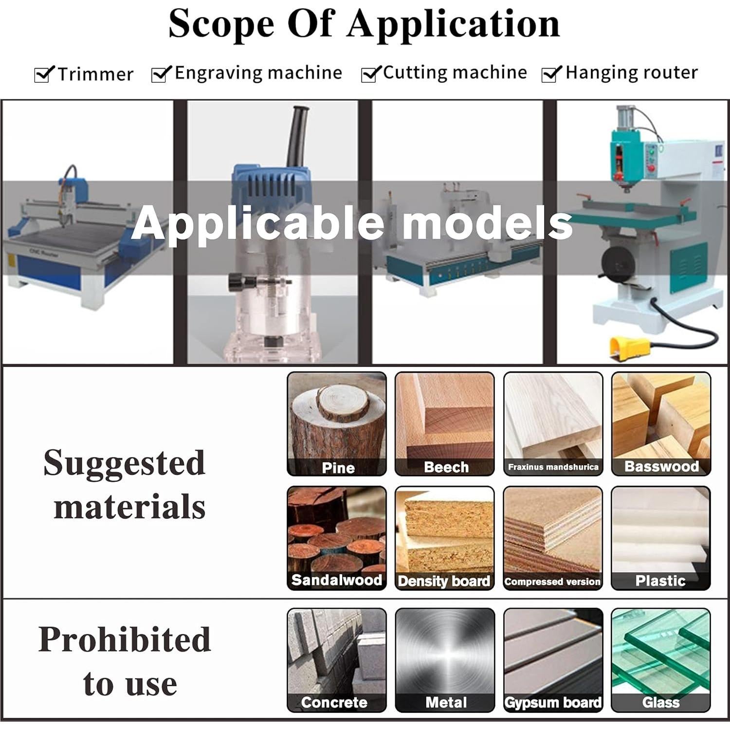 Juego de 4 Bits de Fresadora de Borde Recto BAYTORY 6.35-12.7 mm